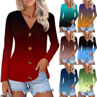 Женская модная повседневная рубашка на пуговицах с принтом, топы с длинным рукавом