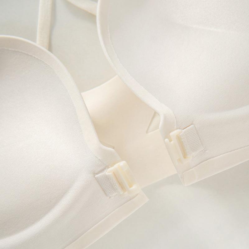 Не оставляющая следов, удобная пряжка спереди, красивая спинка, простые сборки, глянцевое кольцо из нержавеющей стали, дышащий бюстгальтер