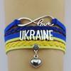 Ukraine Flag Lucky Bracelets Heart Charm Braid Rope Men Women Handmade Braid Leather Bangles Ukrainian Jewelry Gift