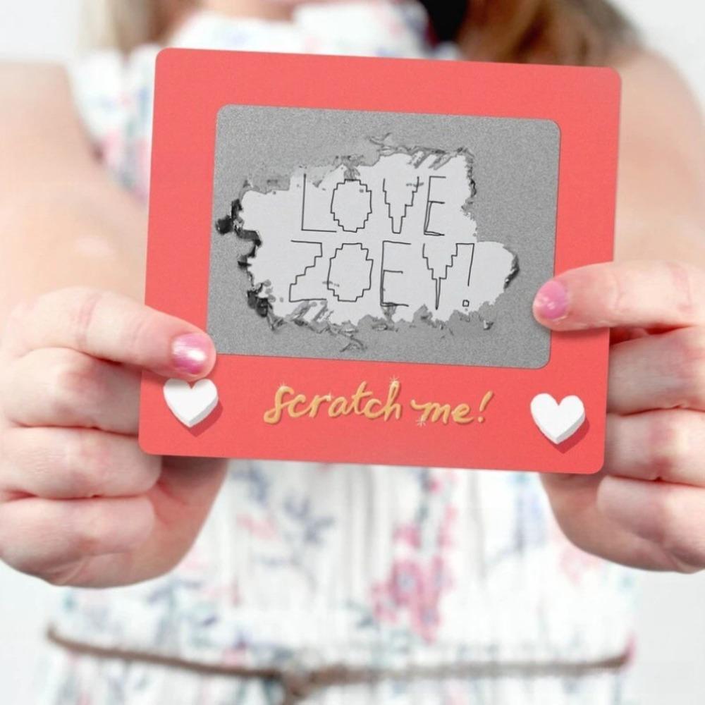 10pcs DIY Valentine's Day Scratch-off Card Red Anniversary Game Tickets Confession of Love