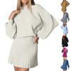 Women's Pleated Knit Skirt Set  2 Piece Knit Outfits Long Sleeve Top Pleated Skirt Set Sweater Sweatsuit Fall Winter Outfits