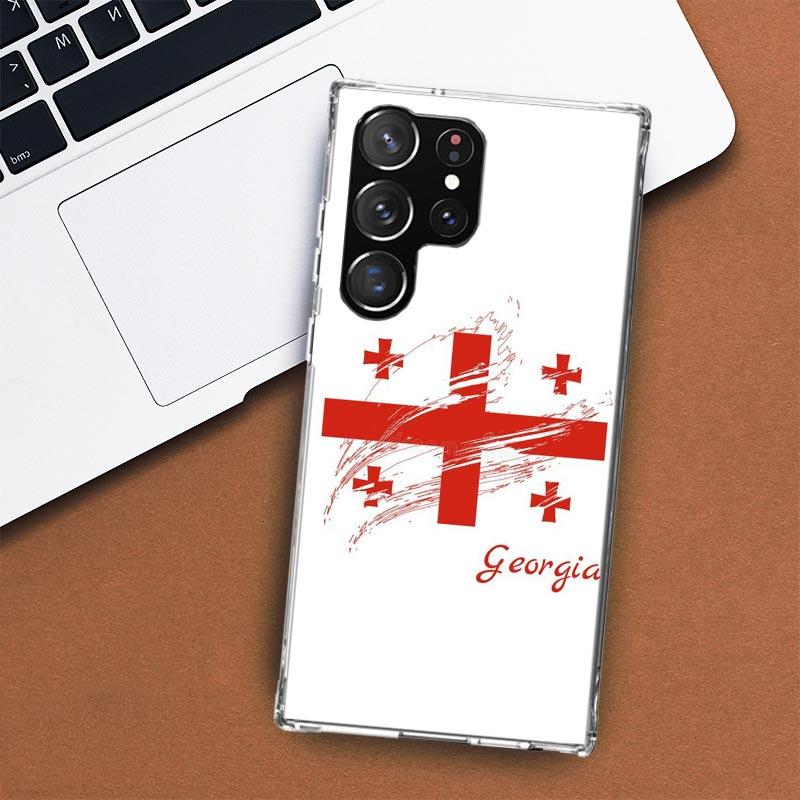 Чехол для телефона с флагом Грузии для Samsung Galaxy S24 S23 S22 Ultra S21 S20 Fe S10 Plus S10E S9 S8 + чехол в виде ракушки