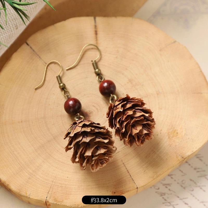 Оригинальные серьги Mori Plant Fruit, натуральные желуди, ручная работа, ретро-женские длинные серьги, этнический стиль, литературная и традиционная китайская медицина