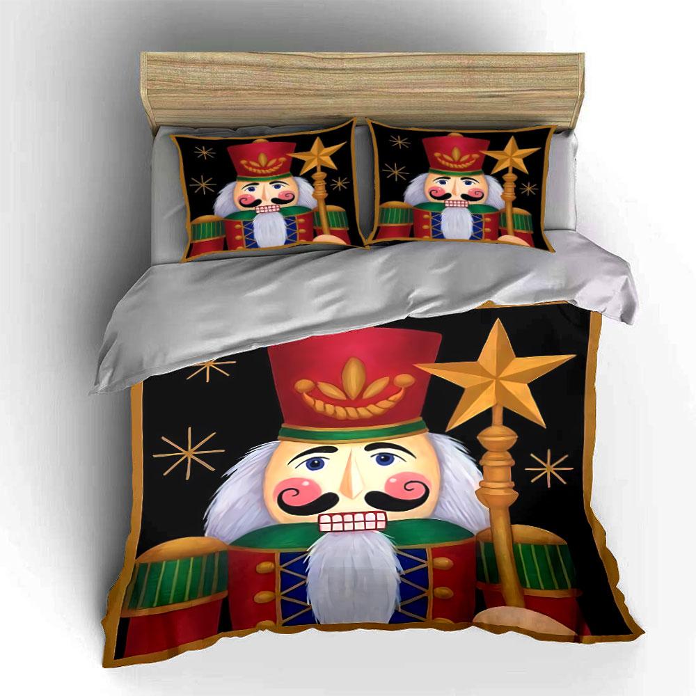 Nutcracker Soldier Design Set Bedding Duvet Cover Set Duvet Cover Pillowcases (1*Duvet Cover 2*Pillowcases, without duvet insert)