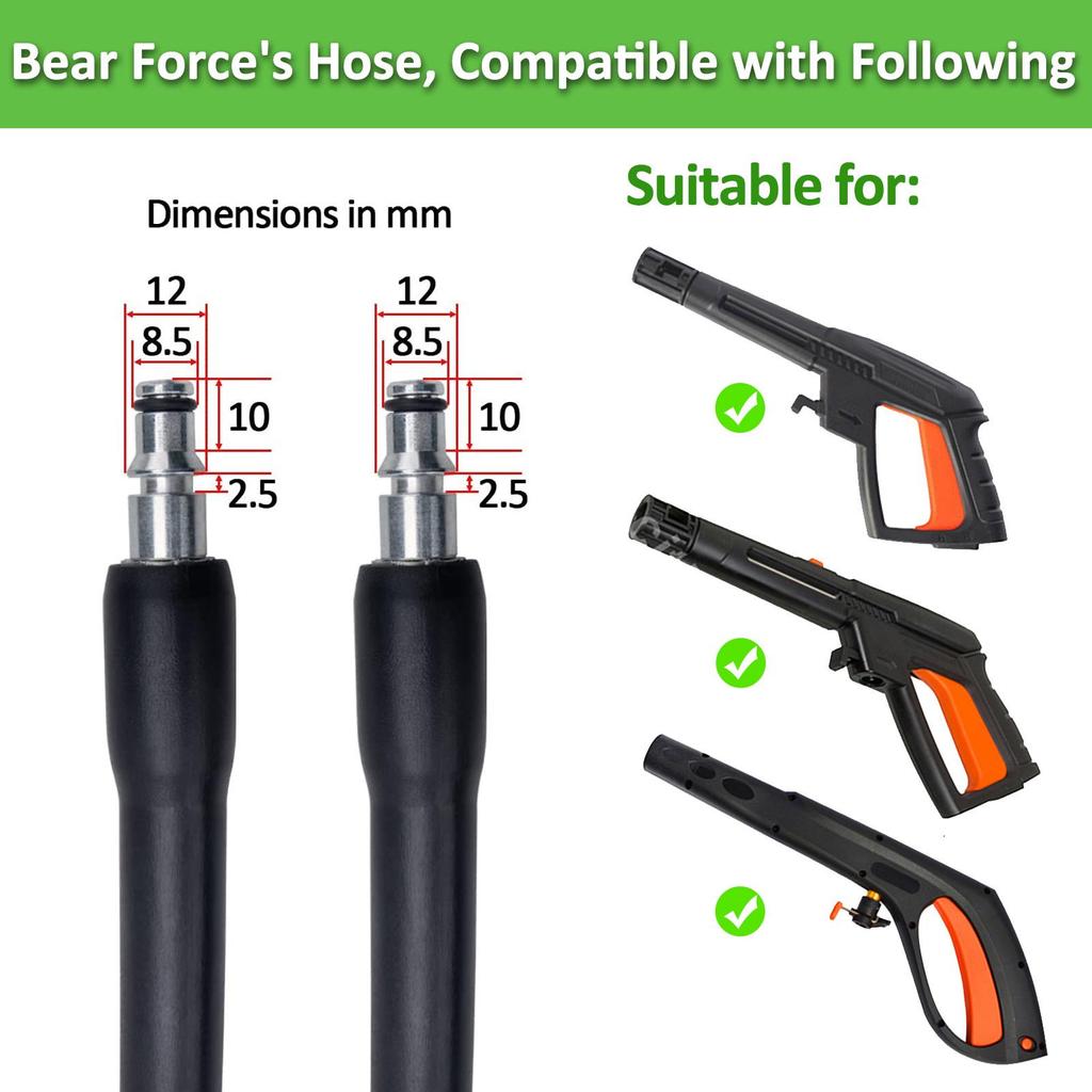 Pressure Washer Replacement Hose Soft Flexible 1/4" *10m/ 32ft 200Bar/ 2900PSI, Extension Hose, for some of Black & Decker/ AR/ MAC ALLISTER