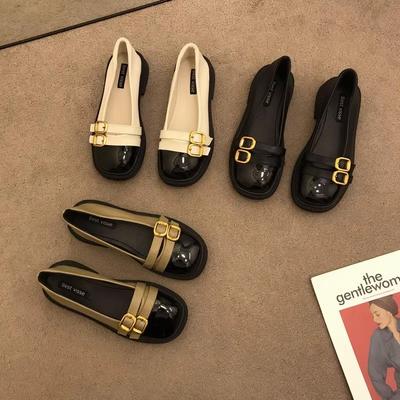 Весенняя и летняя обувь больших размеров, ретро-кожаные туфли, туфли Joker One Pedal Flat, женская обувь