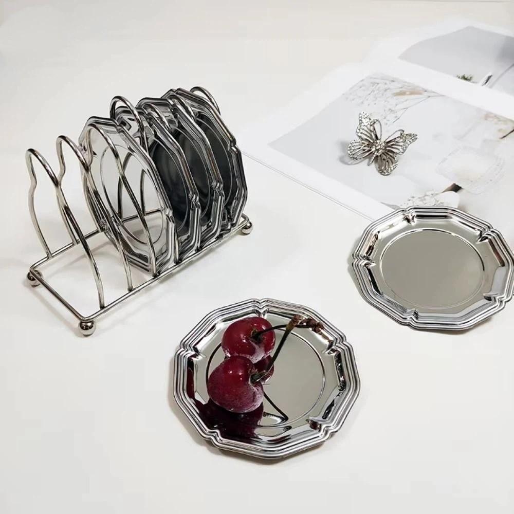 Mirror Surface Stainless Steel Cake Tray Silver Color Jewelry Display Tray Jewelry Storage