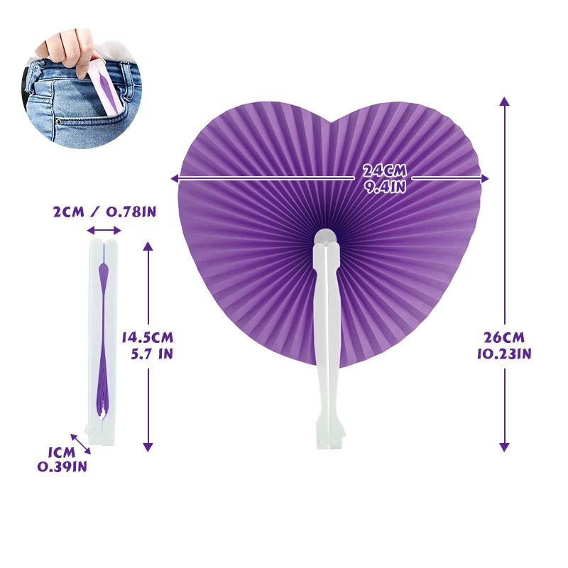 20-100 Pcs Multicolor Wedding Folding Paper Fans DIY Painting Heart Shape Blank Paper Fan For Birthday And Country Decoration