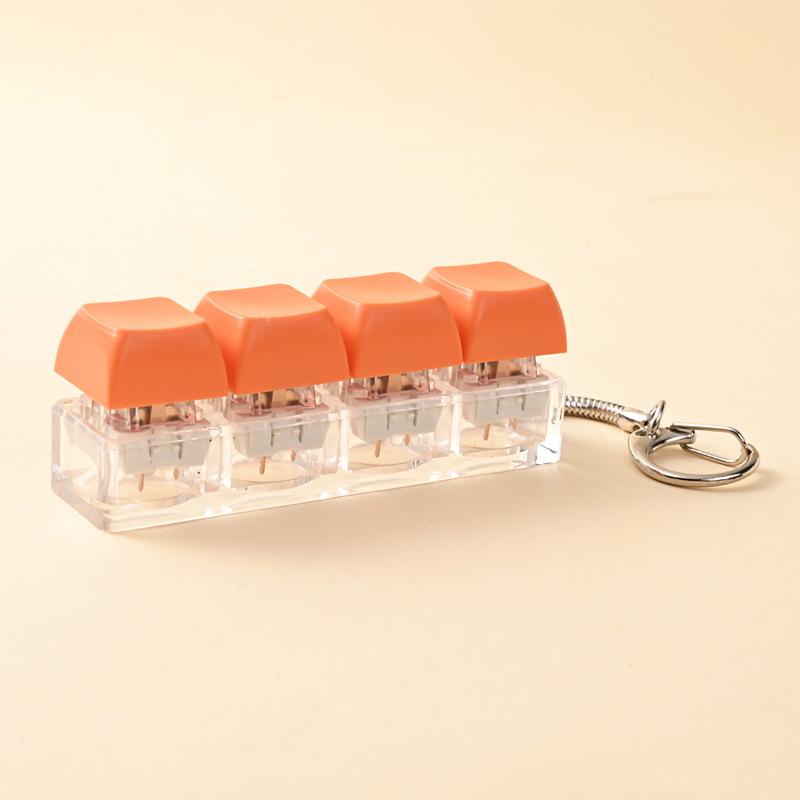 Cute 1 Buttons Keyboard Fidget Keychain Keyboard Clicker Mechanical Keyboard Keyring Stress Relief Toys Gift For Girlfriend