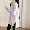 Spring and Summer Pure Cotton Soft Waxy Velvet White Bottoming Shirt for Women Mid-length Inner Design Niche Long-sleeved T-shirt for Women Ins