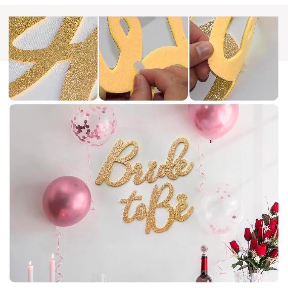 Bride to Be Felt Sign for Backdrop - Glitter Champagne Bride to Be Signs Felt Letters for Bachelorette Party Decorations Welcome to Bridal Shower