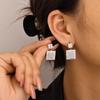 Shining Pearl Copper Square Stud Earrings - Women's Light Luxury High-End Jewelry
