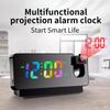 Multifunctional 180° Rotating Projection Creative Alarm Clock LED Silent Colour Screen Bedroom Ceiling Projection Gift