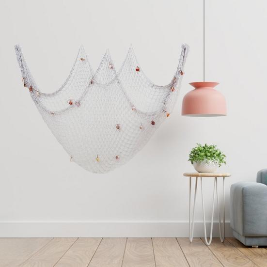 2Pcs Decorative Fishing Nets Hanging Ornaments Extra-Large DIY Ocean-inspired Craft Wall Art Hanging Fishnet Decor