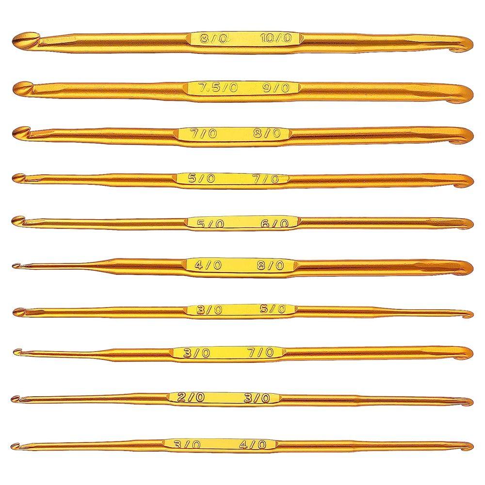 Aluminum Crochet Needles Gold Knitting Needles New Double End Crochet Hooks  DIY Sewing Accessories