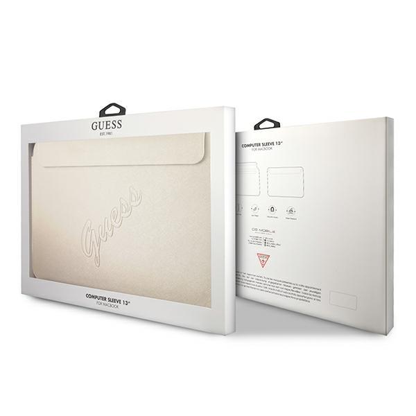 Pokrowiec do MacBook 13 Guess Saffiano Script Złoty
