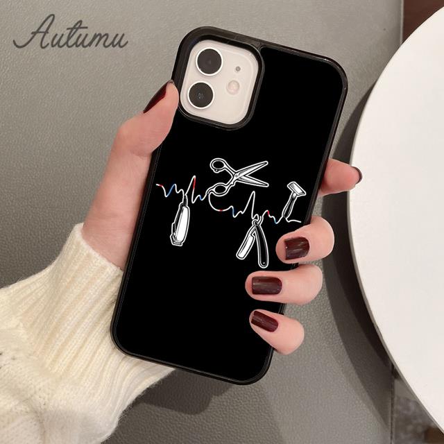 Чехол для телефона «Парикмахерский шест» с ножницами для iPhone 17 Air 15 16 16e 11 12 13 14 Pro Max Plus coque Fundas Shell