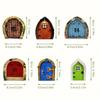 6Pcs Miniature Garden Fairy Door Gnome Elf Figurines Window Door Home Garden Ornaments Art Sculpture Tree House Door Statue