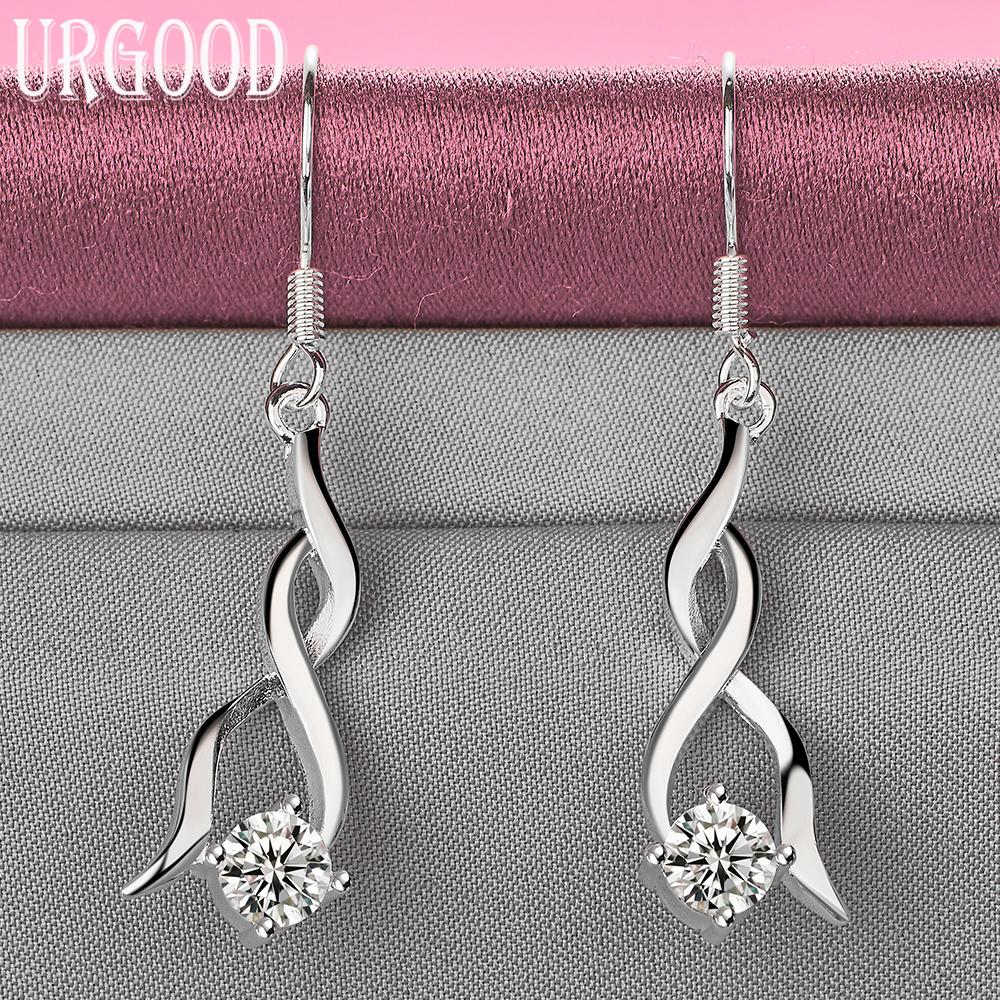 925 Sterling Silver AAA Zircon Earrings Wedding Jewelry