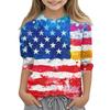 Детская повседневная футболка с круглым вырезом и принтом «День независимости» с рукавами 7 точек