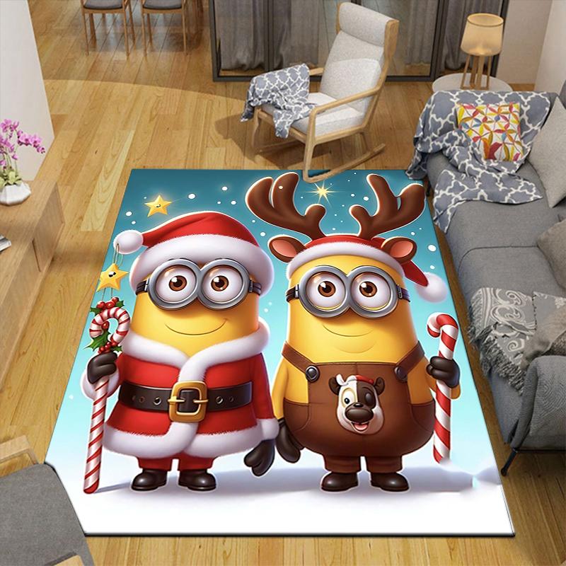 1Pc Christmas Minions Costumes Rug Office Carpet Indoor Outdoor Doormat Nonslip Soft And Comfortable Living Room Christmas Halloween Gift D91856