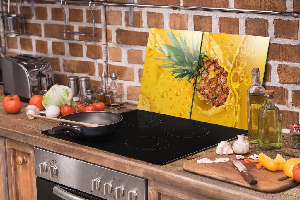 SZKLANA PŁYTA OCHRONNA NA KUCHENKĘ 85x52 ANANAS