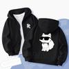 Children Hoodie Black Cat White Cat Zip Up Cardigan Tops Girl Pink Boy Coat Hoodies Kid 3-12 Year Autumn Zipper Style