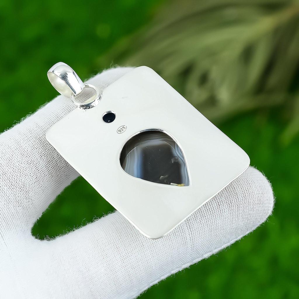 Anniversary Gift For Her Natural Botswana Agate Gemstone Pendant 925 Silver