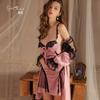 Women's Plus Size Push Up Padded Cami Sleep Dress with Robe Lounge Set