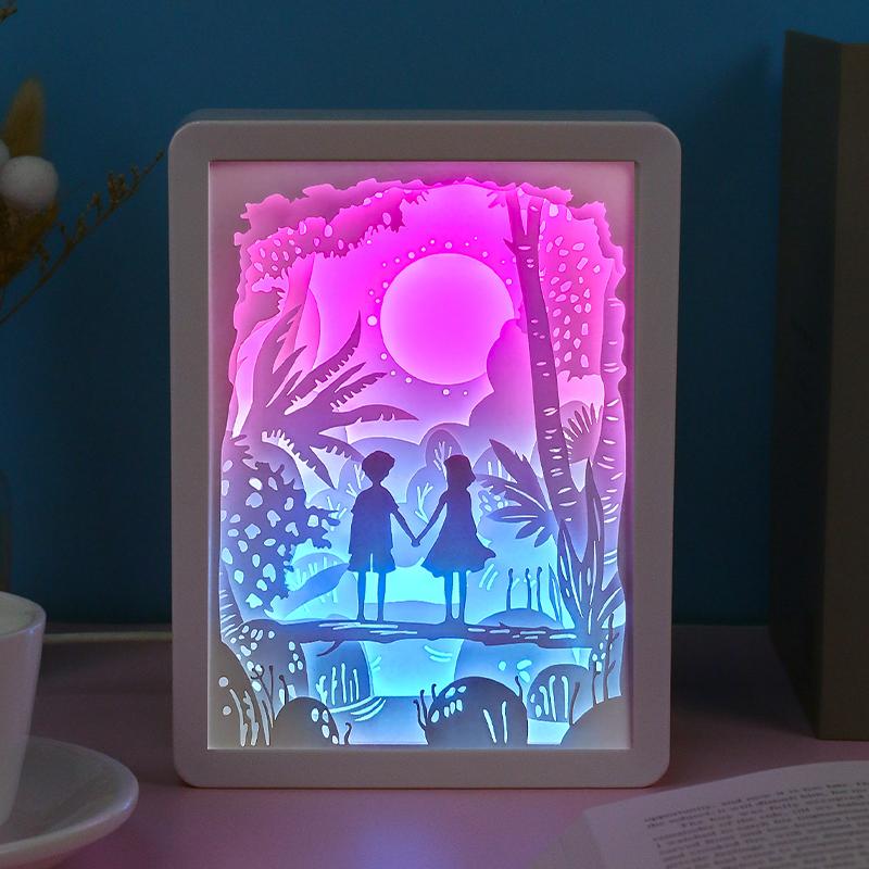 Световой короб в стиле аниме «Любовь», светодиодный ночник, 3D резьба по бумаге, теневой ящик, рамка, Usb прикроватная лампа, декор комнаты, настенное искусство, подарок на день Святого Валентина