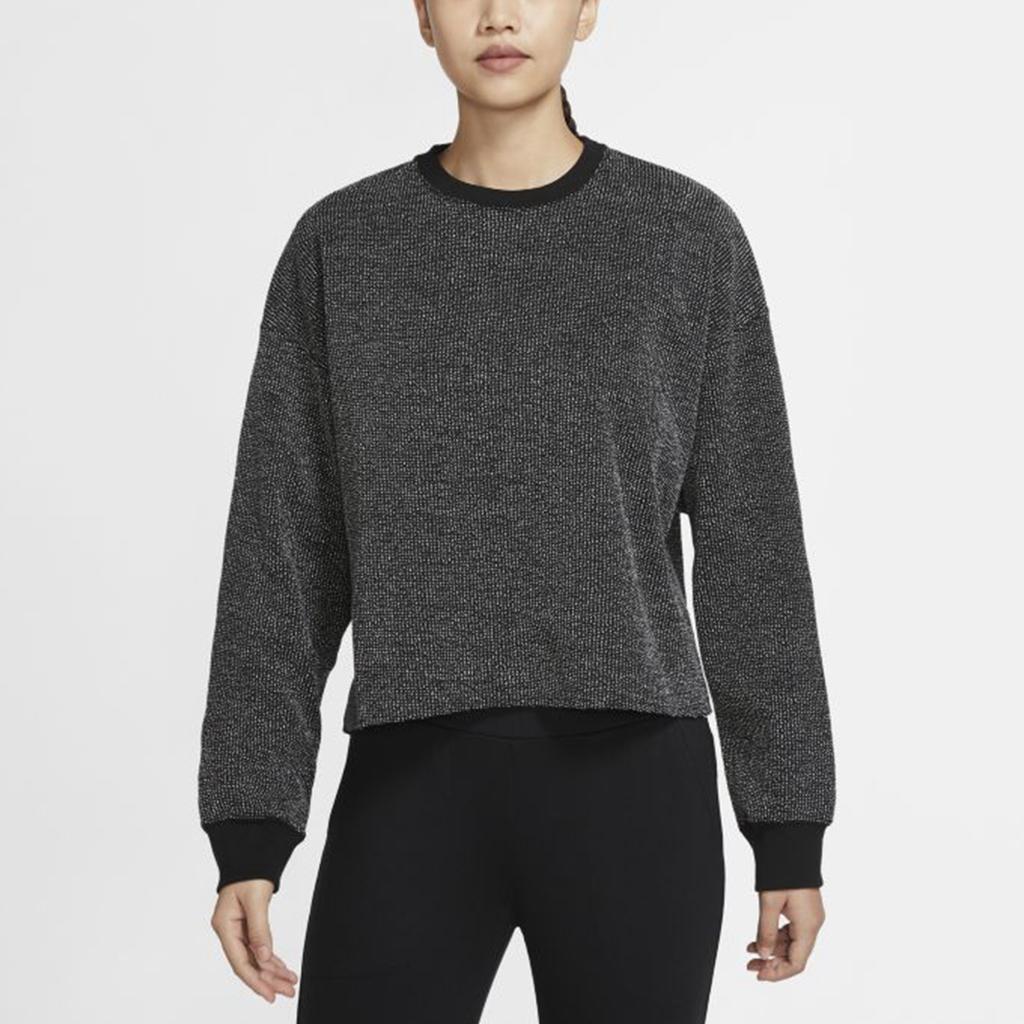 Nike Йога Заявление Чистый Cover-Up Длинный рукав Толстовка Женская Топы Черный CU6339-010