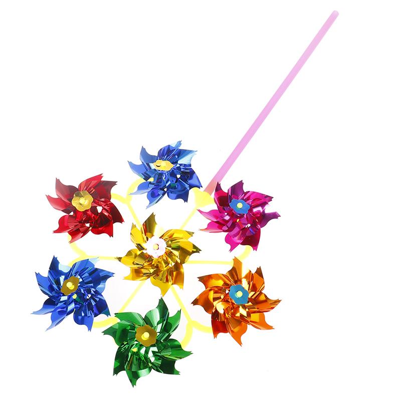 Colorful Diy Sequins Windmill Wind Spinner Home Garden Yard Decoration Kids Toy