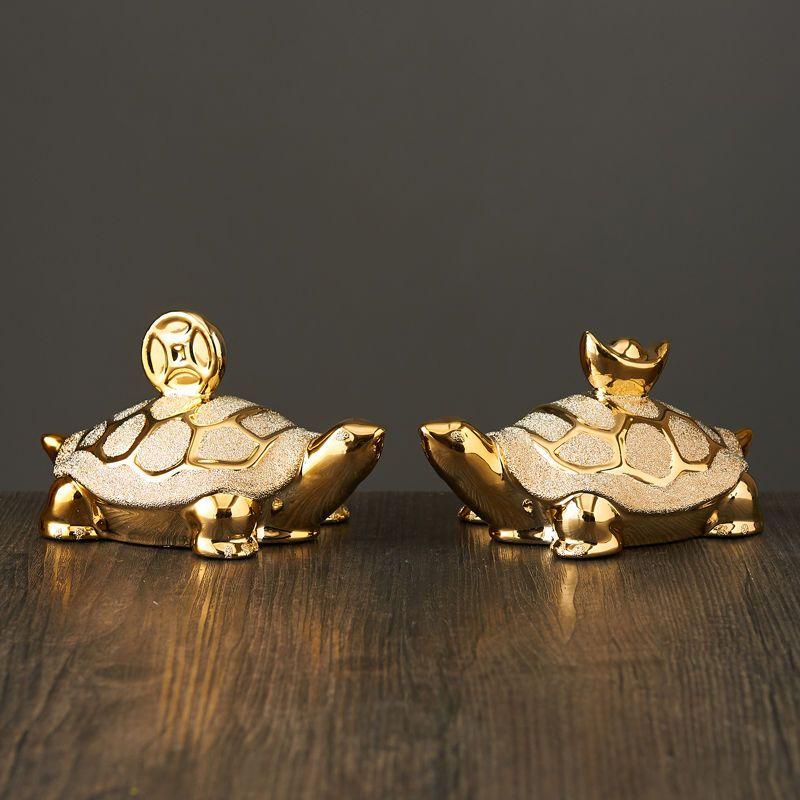Позолоченная керамическая черепаха Lucky Money, предмет домашнего декора, настольный винный шкаф Simplicity TV, оригинальные подарки