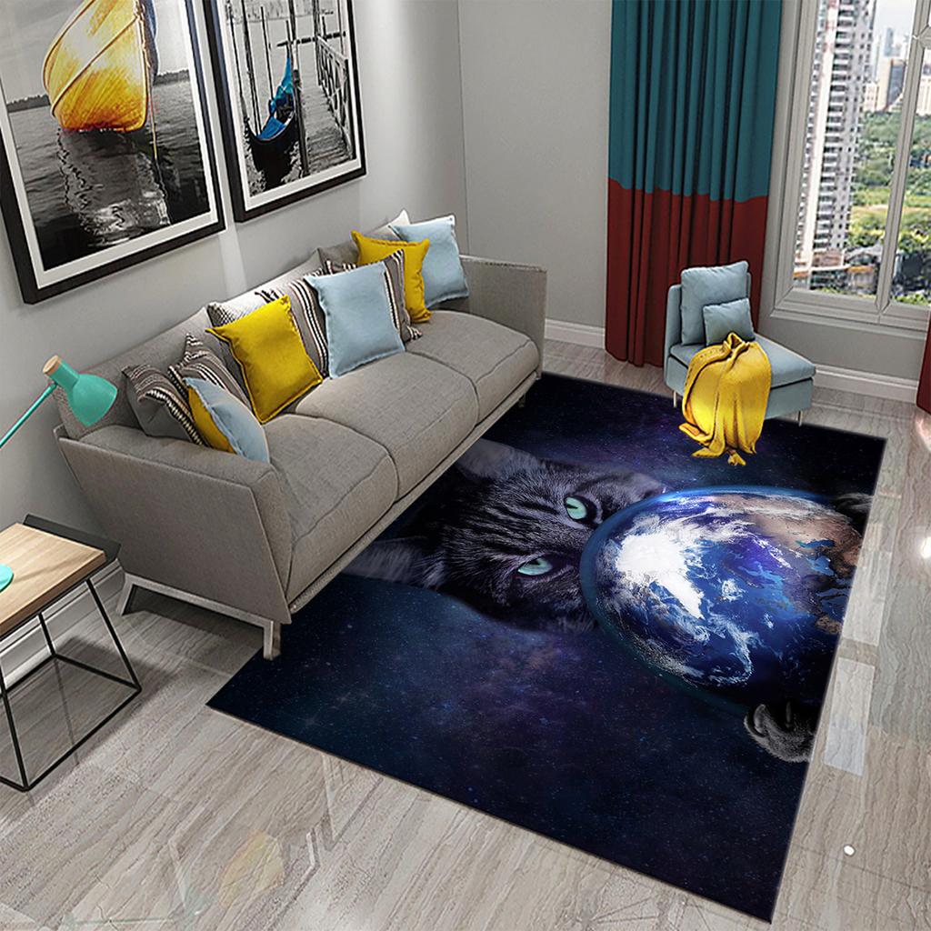 Коврик для спальни, коврик для ванной комнаты, домашний декор, нескользящий дверной коврик, милый загадочный ковер с черным котом, ковер для гостиной