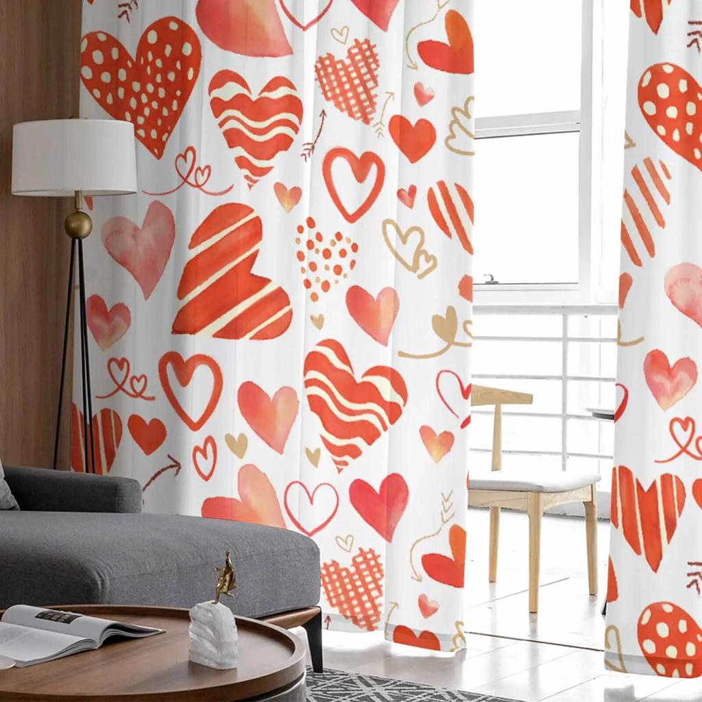 Ручная роспись акварель сердце прозрачные шторы для гостиной кухни оконные шторы спальня тюль вуаль шторы