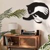 Black Metal Cat Wall Decoration - Modern Silhouette Wall Art Sculpture. An Embracing Cat Metal Art Piece for Stylish Home Decor