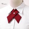 Women Shirt Tie Solid Color Design Easy Buckle Fastening Criss-Cross Design Neck Tie Graduation Work Uniforms Student Tie