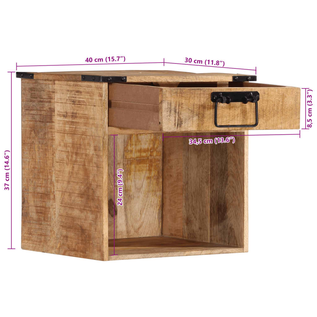 Nightstand 40 x 30 x 37 cm Solid Mango Wood