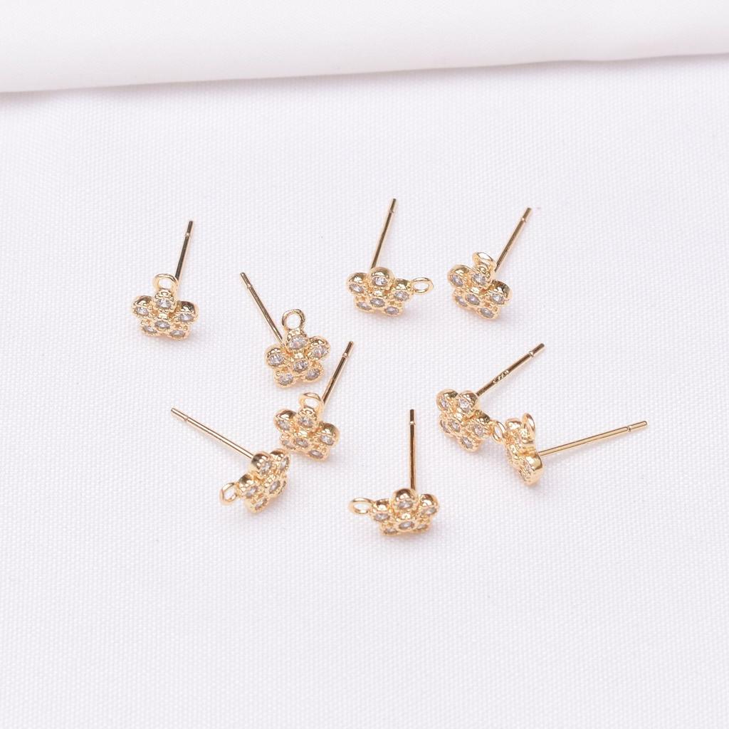 10 шт. 14-каратное золотое покрытие в форме бабочки с микро-инкрустацией и подвесными серьгами-гвоздиками, серебряные иглы S925, ювелирные изделия своими руками, иглы для ушей в форме солнца, аксессуары в процессе работы