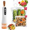 Ручной вакуумный упаковщик, портативный USB-перезаряжаемый вакуумный упаковщик для продуктов с цифровым дисплеем, 20 многоразовых вакуумных пакетов (S / M), Мини-еда с сильным всасыванием