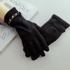 Solid Color Suede Leather Gloves Chain Warm Gloves Fashion Winter Thick Gloves