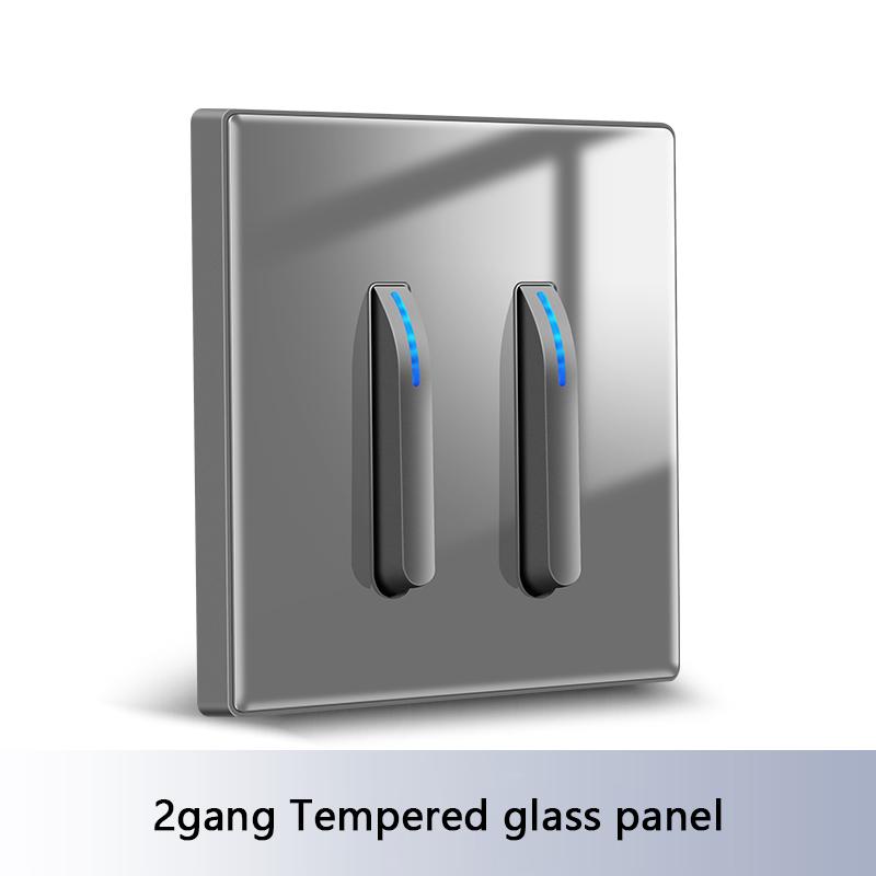 Wall Light Switch Panel Tempered Glass International Switch Self-reset 1/2/3/4 Gang 1/2 Way LED Indicator Piano Key Wall Panel