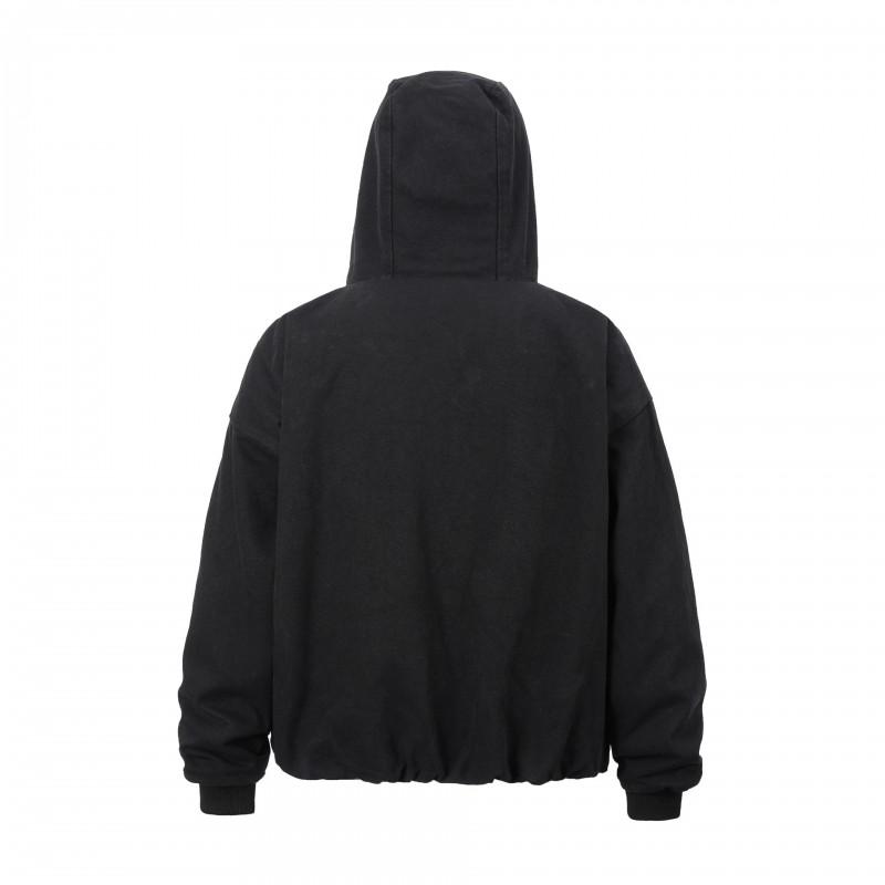 Mens Winter Oversized Cotton Workwear Jacket With Fleece Lining Rabbit Fur Trim - Streetwear Style