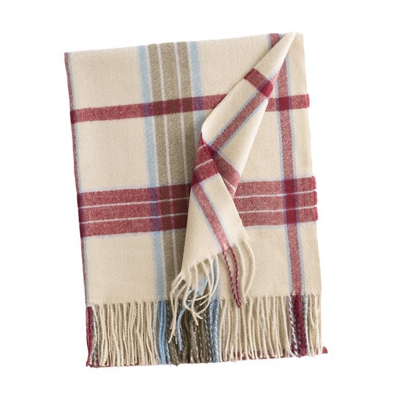 Striped Scarf Women's Autumn and Winter New Imitation Cashmere Japanese and Korean Fashion Shawl Warm Scarf Japanese and Korean Style