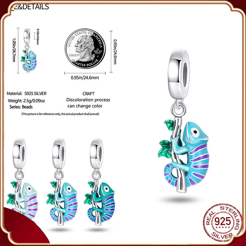 Подвески Plata De Ley S925, серебряный хамелеон, светящийся светлячок, самолет, чемодан, подходит для S925, оригинальные браслеты, кулон, ювелирные изделия своими руками