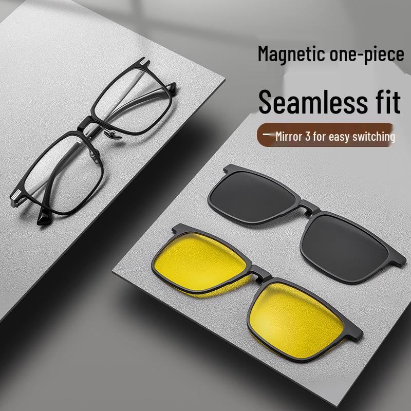 TR Квадратные Магнитные Накладные Очки 3-в-1 Поляризационные, Ночное Видение, Совместимые с Rx для Вождения и Рыбалки 9017