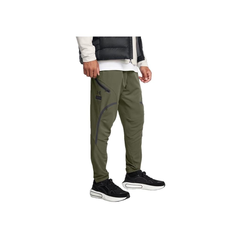 Under Armour Unstoppable Cargo Logo Solid Color Outdoor Relaxed Fit Mid Rise Pants Men Bottoms Dark-Green 1352026-391