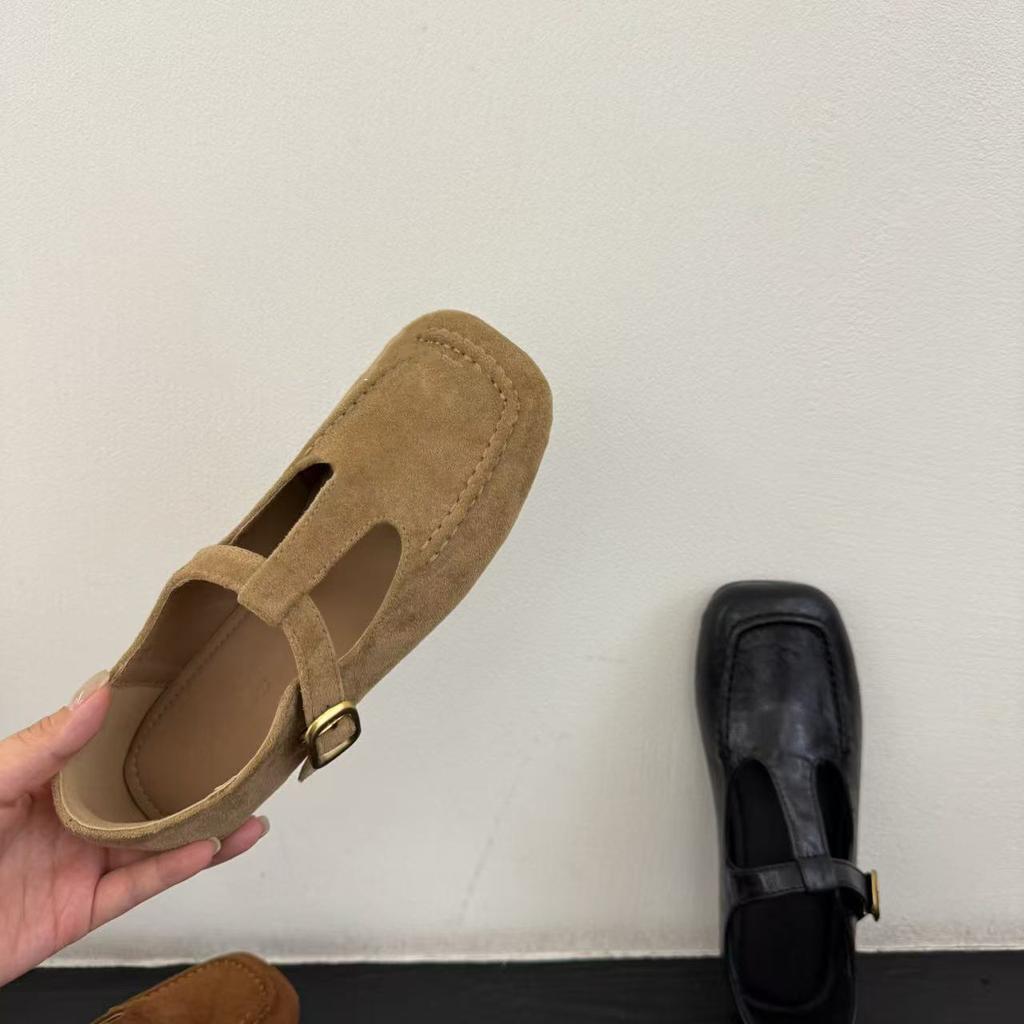 Retro Japanese Square Head Single Shoes Women's 2025 Spring and Autumn New Niche Hollow T-band Inner Height Increase Mary Jane Shoes