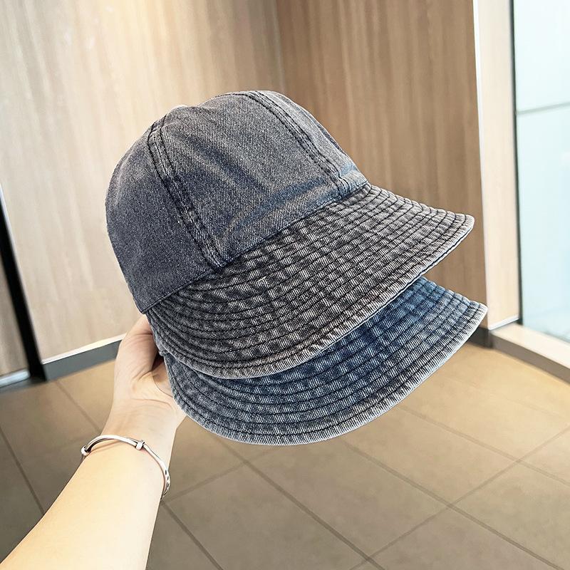 Denim baseball cap for women, celebrity style, face-slimming baseball cap, foldable fisherman hat, internet celebrity face-shading sun hat