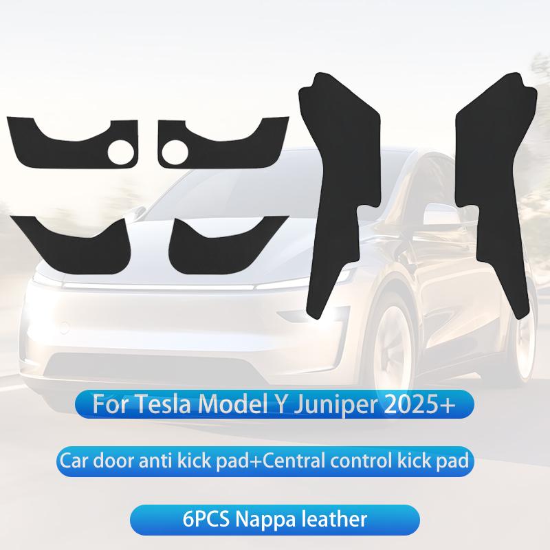 Для Tesla Model Y Juniper 2025+ Панель боковой части центральной консоли Защитная накладка от пинков Кожаная наклейка Накладка на ноги Автоаксессуары